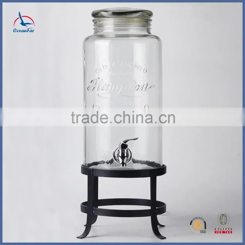 High Quality Large Glass Jar with Tap Hot Sale Drinking Dispenser Glass