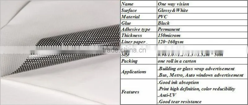 one way vision/window film/window privacy film