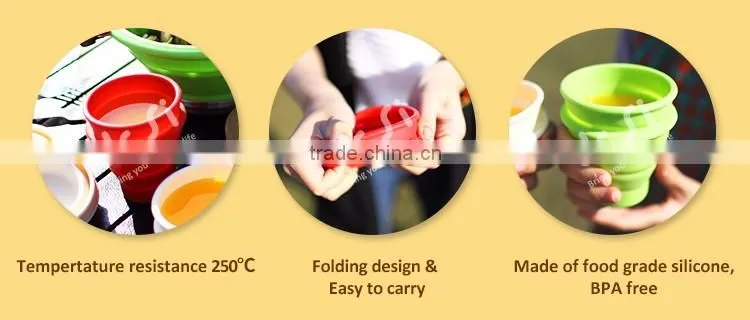Folding Design Heat Resistant Food Grade Silicone Tea Cup For Office