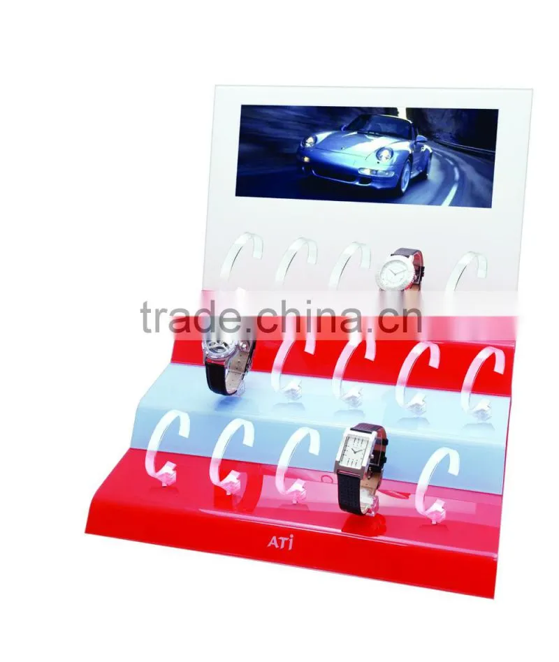 Hot sale dresser type red and white watch acrylic display