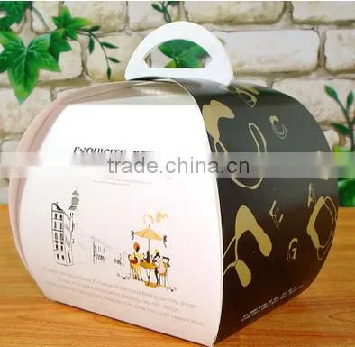 black samll paper cake box colourful Mousse box with kity Chrismas cake paper box
