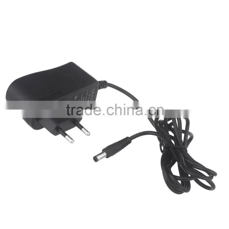 Power Adapter Input 100-240V Output 9V 600mA for Most Electric Guitar Effect Pedals EU Plug Black