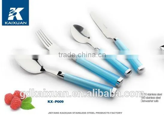24PCS Stainless Steel Plastic Handle Cutlery Set