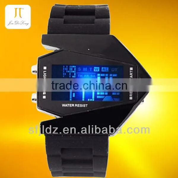 New fashion colorful aircraft shape sports led digital display watch waterproof smart watch