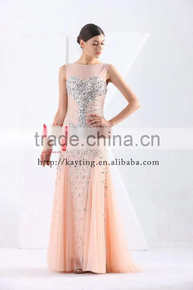 New picture fashion sex long dresses nude lace evening dress 2013 flounced evening dress