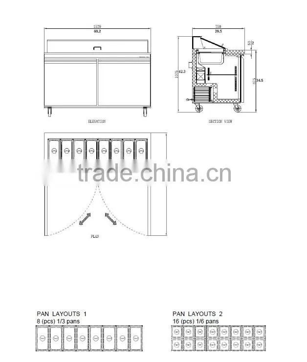 Salad/Sandwich Prep Tables, Counter Refrigerator_SCL2-60