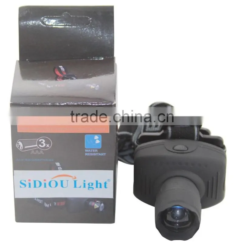Sidiou Light 3 Modes 500 Lumens LED Headlight Headlamp Flashlight High Power Frontal Lantern Zoomable Head Torch Light Power By
