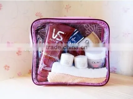 OEM cosmetic packaging plastic bags with plastic zipper and Clear pvc cosmetic packaging plastic bags with plastic zipper