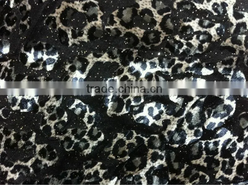 leopard dot brushing stretch velvet fabric