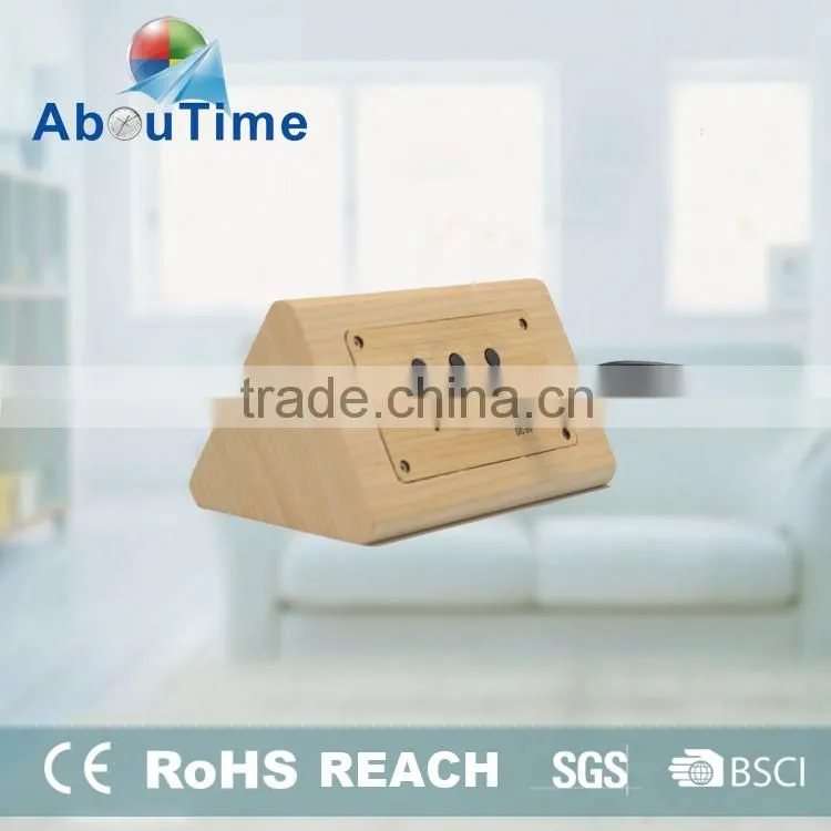 2016 New luxury triangle wooden led alarm clock