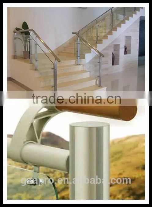 New design modern stair railing glass aluminium balustrade