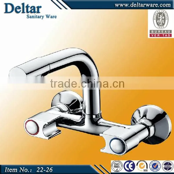 upc kitchen faucet, Dual Handle Wall Mounted Kitchen Mixer Taps With Swivel Spout
