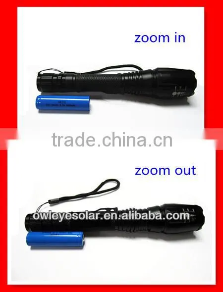 flashlight torch with 2pcs Li-ion batteries and long range
