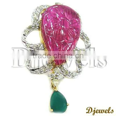 Emerald Diamond Earrings, Diamond Gold Earrings, Gold Jewelry