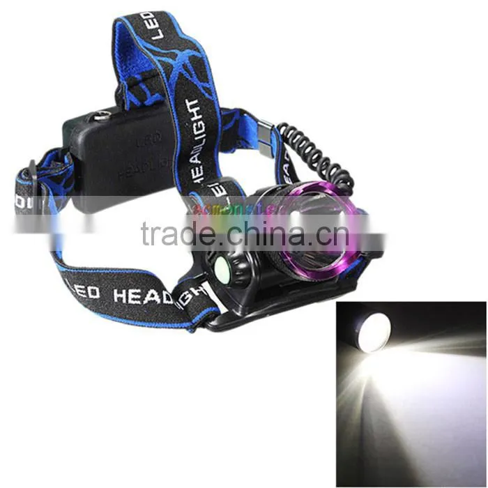 1-bulb 3 Modes Waterproof LED Headlamp LED Headlight Purple & Black