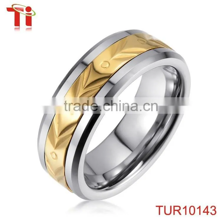 Fashion tungsten carbide wedding band rings inlay steel accessory