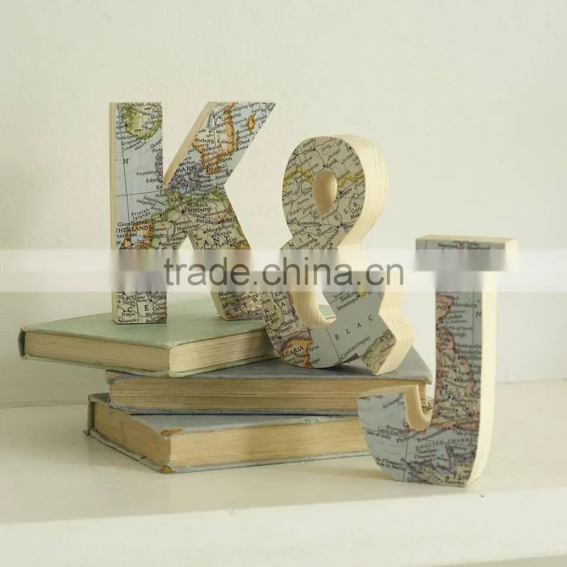 Personalized Wooden World Map Vintage Look Wooden Letters Word
