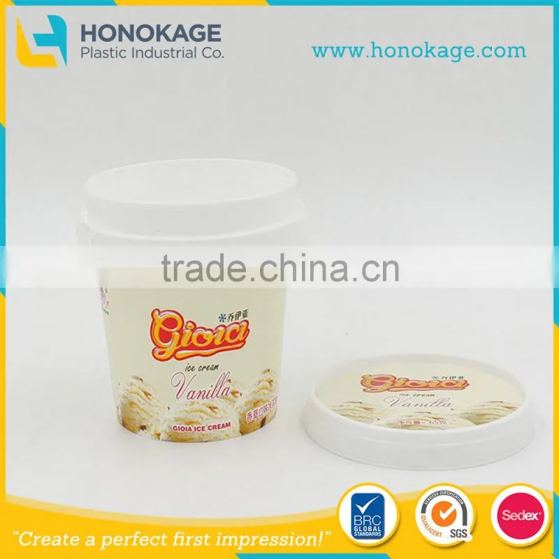 In mould labelling disposable ice cream containers,white ice cream container with spoon,plastic ice cream containers