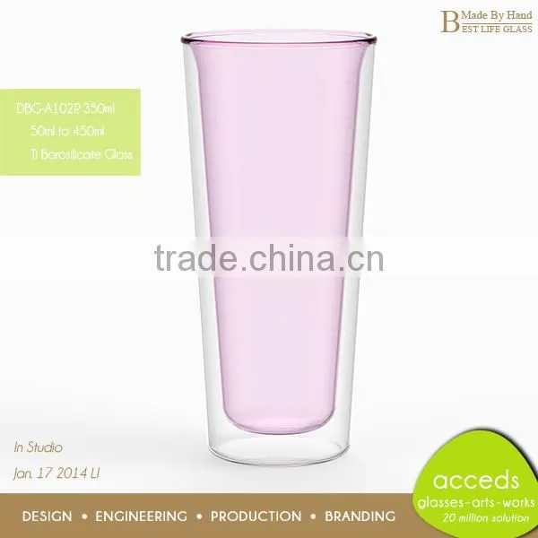 Unique Shaped Pink Color Drinking Glass