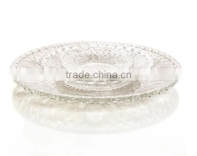 clear diamond crystal tableware round plate for food or pasta