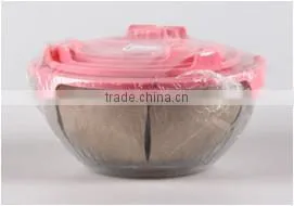 different color lids glass bowl set for wholesale