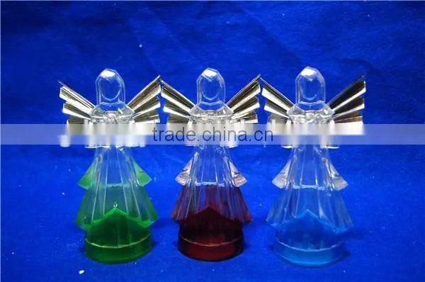Acrylic angel with LED changing color with sliver wing angel
