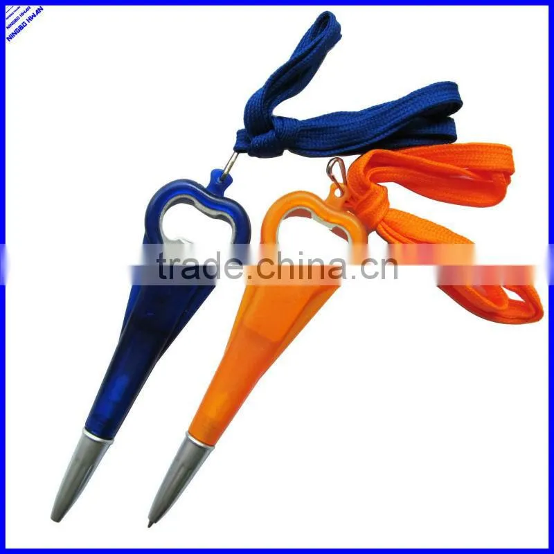 2014 multi function beer promotional item plastic bottle opener pen
