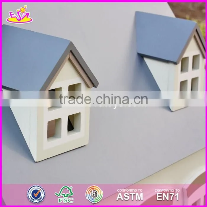 2017 New design children solid wood victorian dolls house W06A236