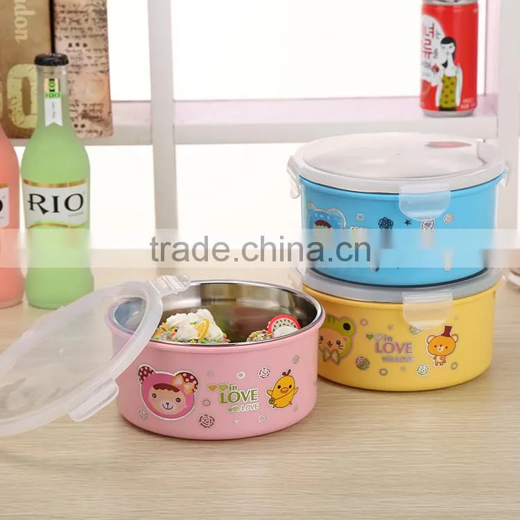 round food container leak-proof stainless steel insulated lunch box