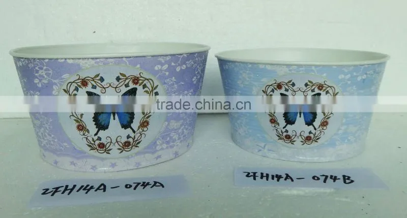 newest metal zinc flower pot with printing