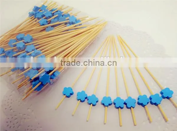 ZHUPING bamboo fruit pick wholesales bamboo toothpicks beaded