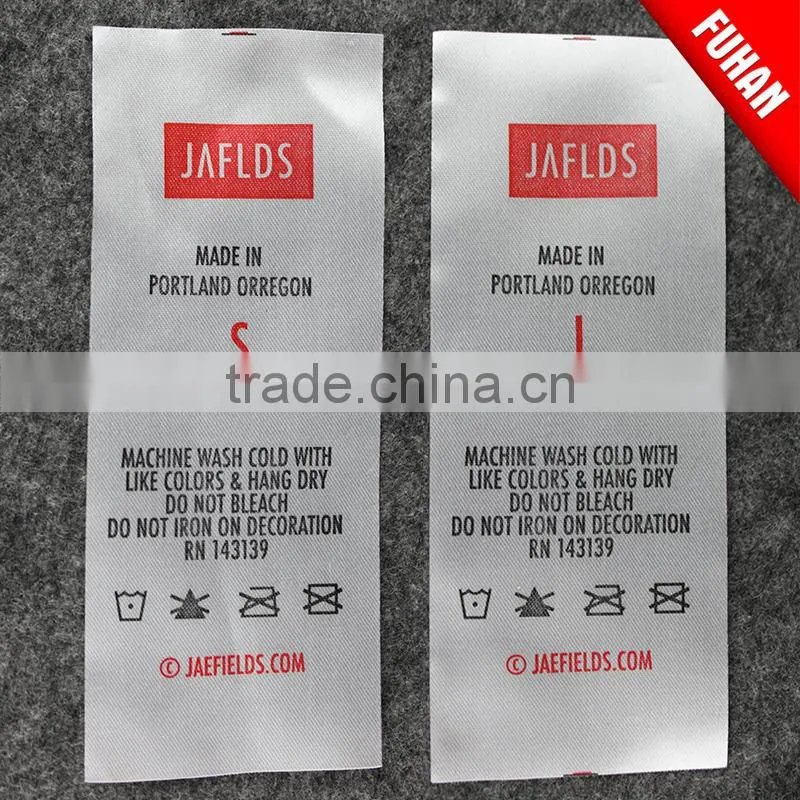 Customized Printed Satin Wash Care Label For Clothing