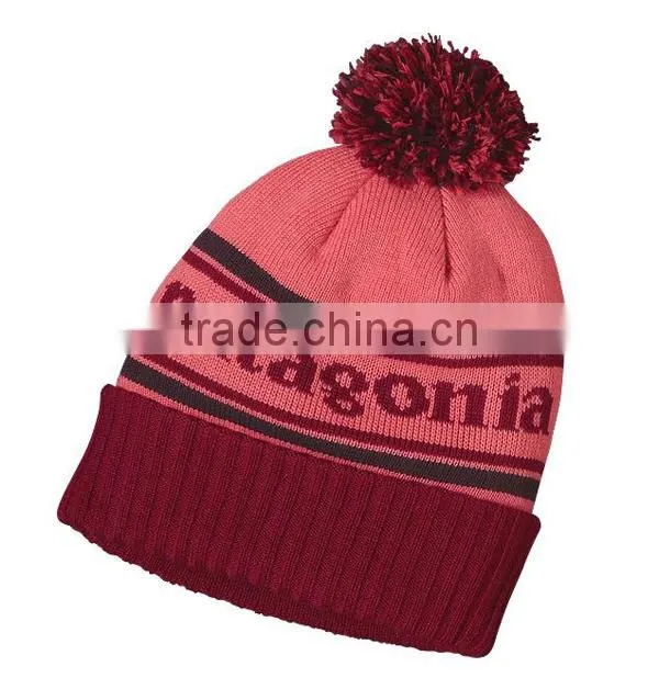 Sports knitted beanies hat custom winter hat and cap with top ball