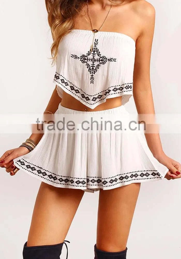 Women dresses crop top and short skirt 2 piece clothes latest designer skirt suits