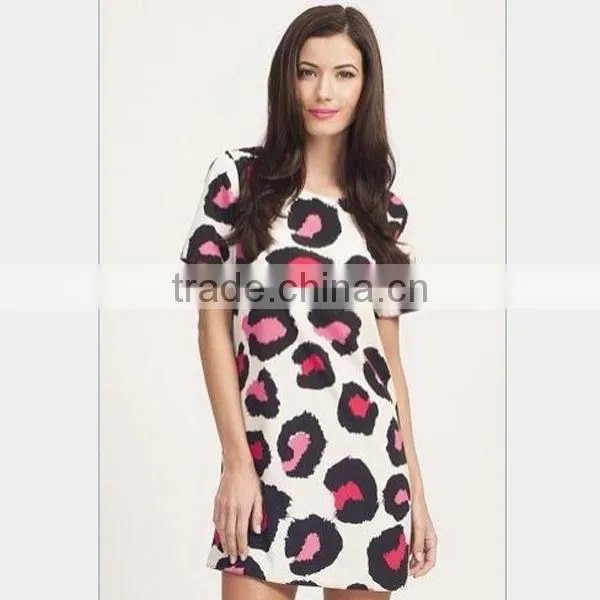 HD-D280 Wholesale fashion women leopard short dress/ladies casual dress