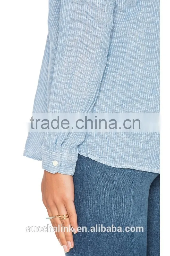 2016 latest girls linen shirt fashion design OEM service