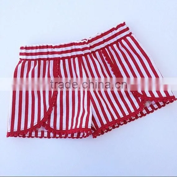 Black white stripes bloomer with hot pink pom pom new born baby clothes