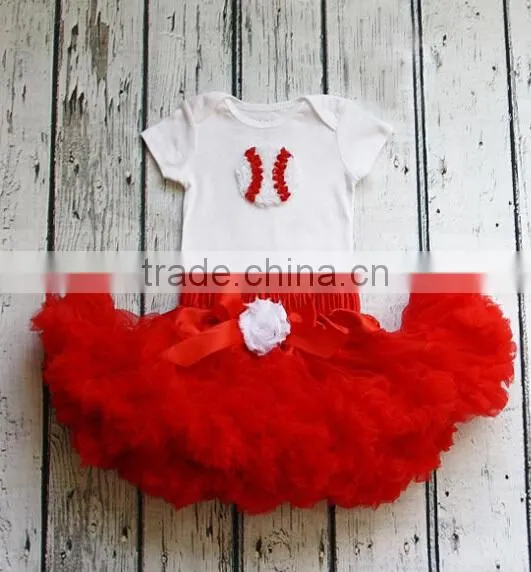 2015 Newest Christmas 100% Cotton Rose Flowers Pettiskirt Sets Kids TuTu Dress