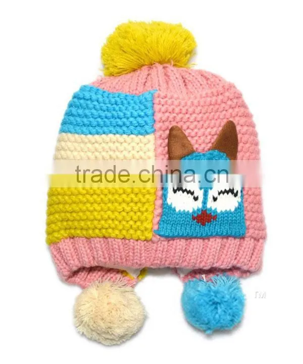 Fashion baby knitting hat winter hat with pompom