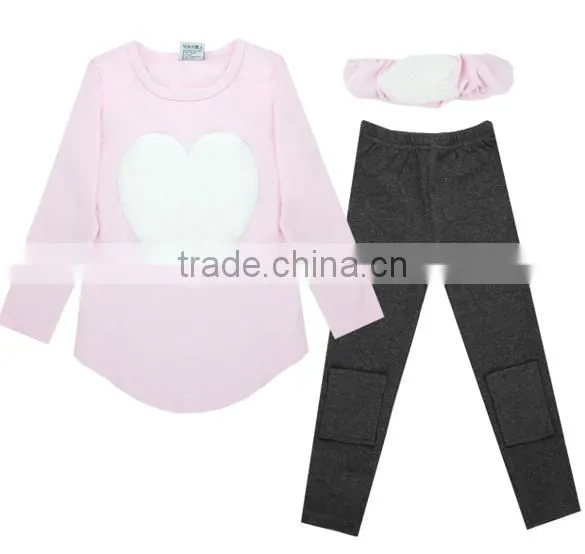 Kids Love Hair Hoop Long Sleeve Three-piece Dress Animal Print Dresses for Girls 16832