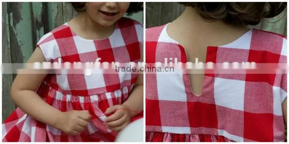 Red Gingham Kid Dress Summer Toddler Girls Clothes Checked Baby Girl Frocks