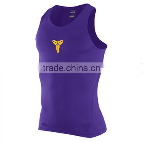 2016 hot sale mens sports vest gym vest dry fit and slimfit H Vest for muscle men with good quality