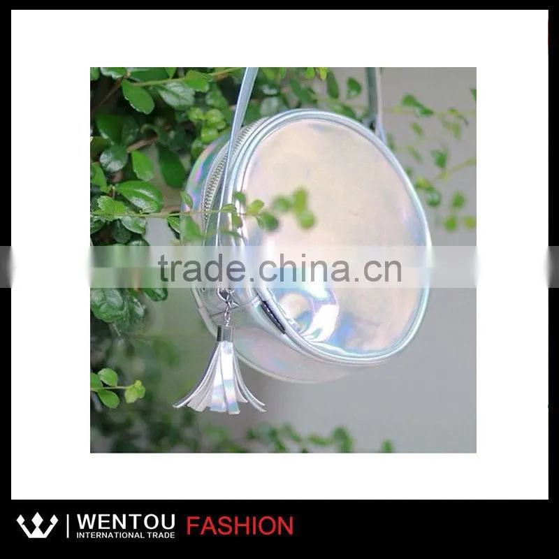 Silver Holographic Travel Round Pouch
