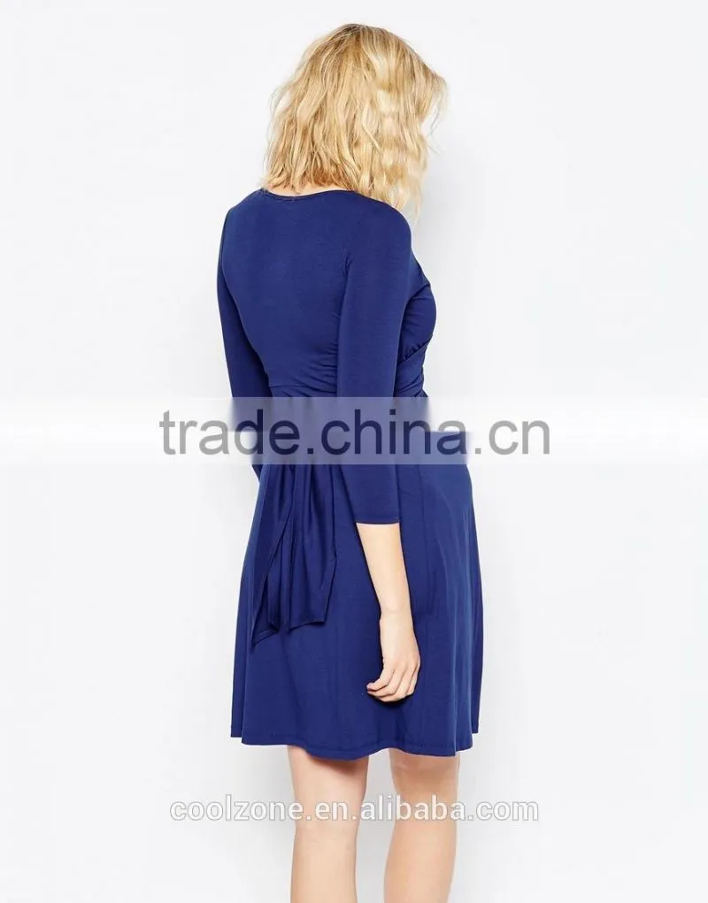 Wrap front design soft-touch maternity wear wholesale maternity clothes 2016