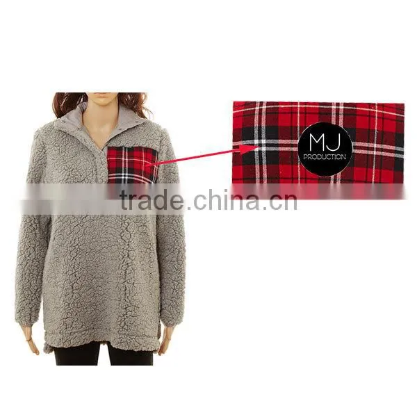 wholesale quarter zip jacket oversized sherpa fleece pullover