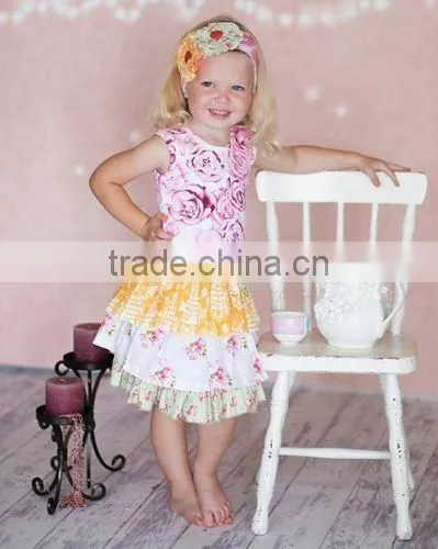 Best Selling Reliable China Supplier Soft Cotton Smocked Triple Ruffle Pants Winter clothing girl halloween ruffle dress