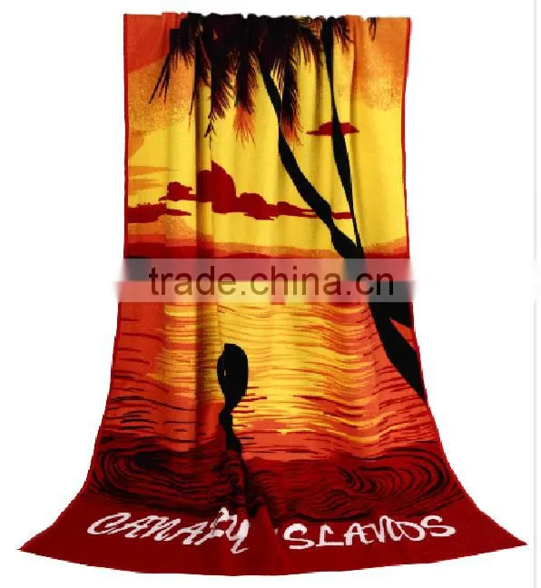 Colorful reactive print cotton bath/beach towel with high water absorption