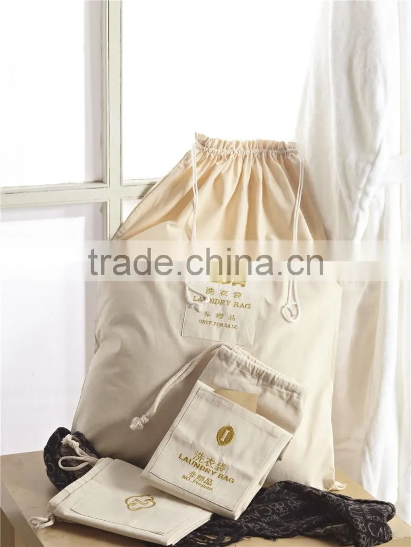 Manufactural Hot Sell Cotton Canvas Drawstring Laundry Bag for Hotel