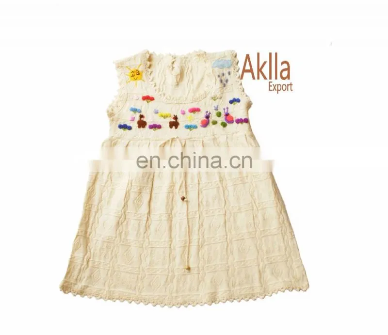 Beautiful peruvian cotton woven girls dresses with detailed embroidery