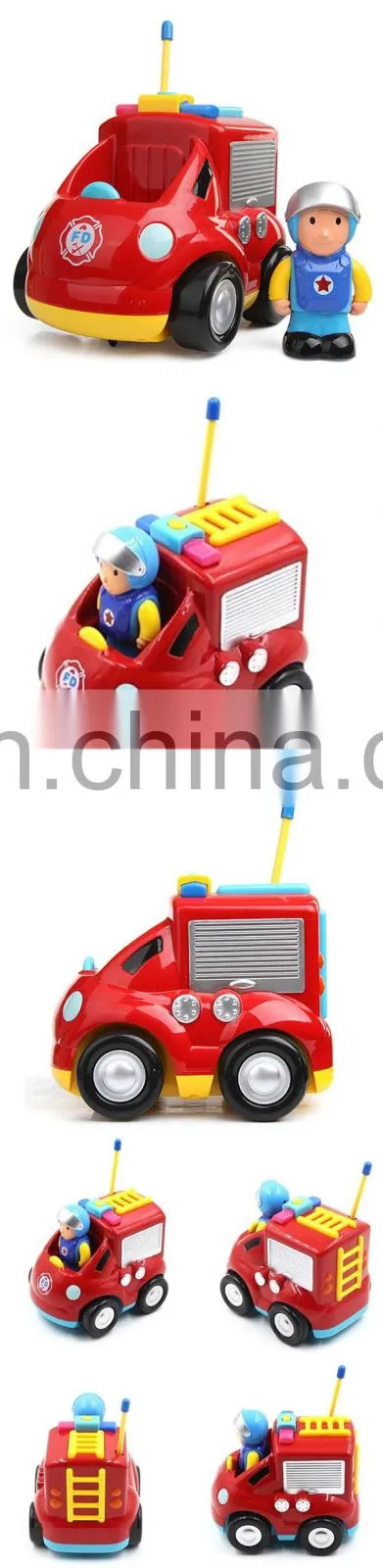 Mini 2 channel cartoon rc car fire engine toys for kids